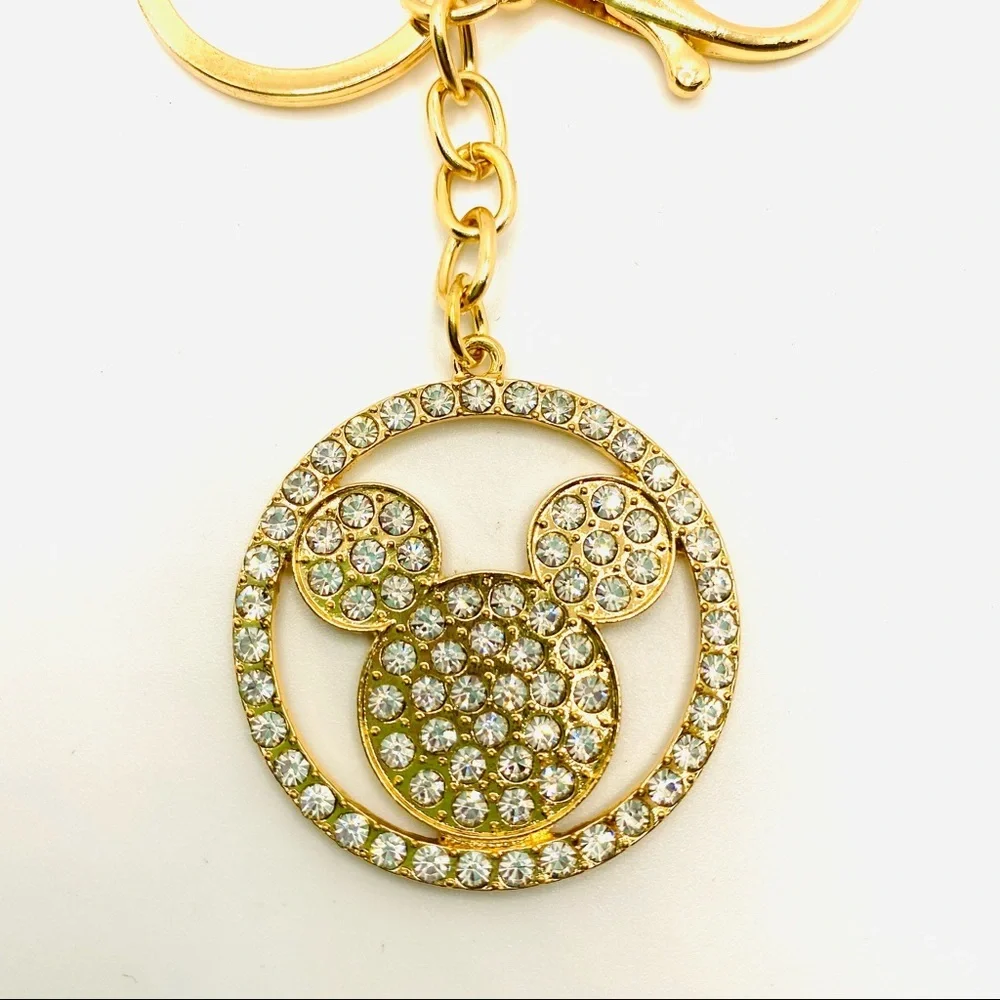 NWT Mickey Mouse Purse Charm Key Chain Crystals set in golden tone. BRAND NEW